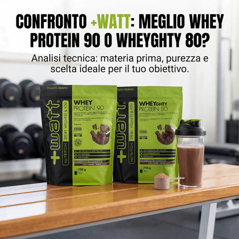 Buste di proteine +Watt Whey 90 e Wheyghty 80 a confronto.