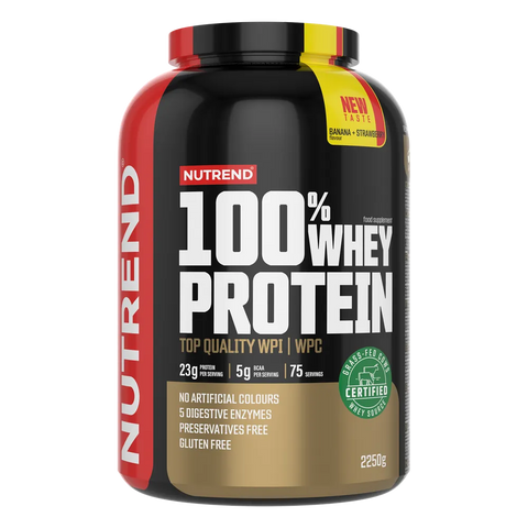 100% Whey Protein Nutrend Banana e Fragola – barattolo da 2250 g