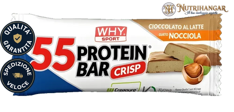 Barretta 55 Protein Bar Why Sport con creatina Creapure e glutammina Kyowa Gusto Cioccolato la latte Nocciola