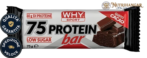 Barretta proteica croccante 75 Protein Bar Why Sport al 40% di proteine Gusto Cacao