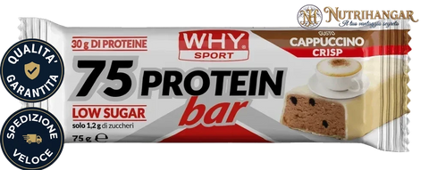 Barretta proteica croccante 75 Protein Bar Why Sport al 40% di proteine Gusto Cappuccino