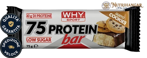 Barretta proteica croccante 75 Protein Bar Why Sport al 40% di proteine Gusto Cookies