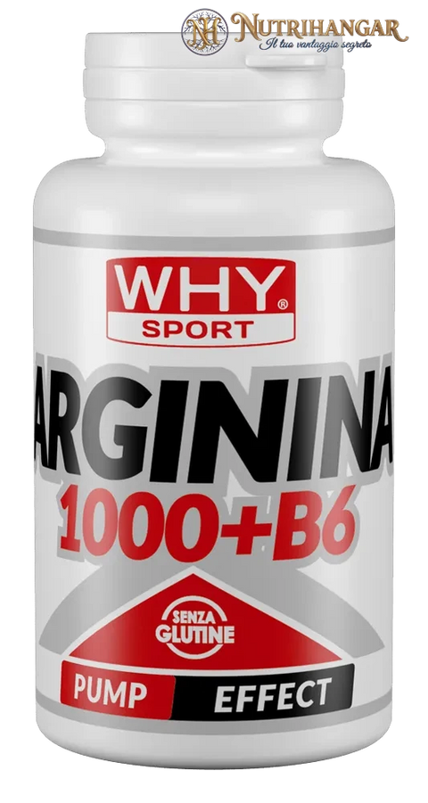 Flacone dell'integratore Arginina 1000 + B6 Why Sport con capsule di AAKG