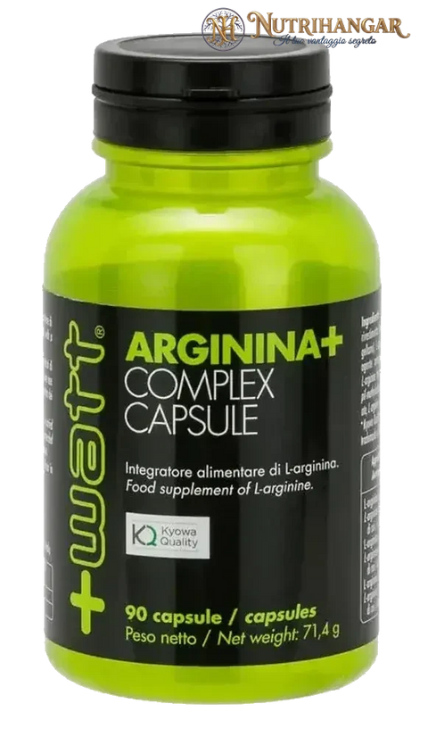 Flacone di Arginina+ Complex Capsule +Watt per pre-allenamento e vasodilatazione.