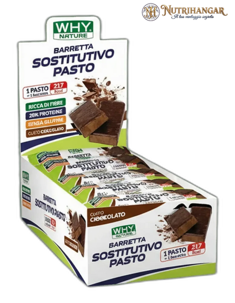 Barretta Sostitutivo Pasto Why Nature per il controllo del peso Gusto Cioccolato Box 24 pz