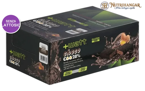 Barretta proteica Choco Egg 28% +Watt senza lattosio al cioccolato Gusto Cacao Box 24 pz 