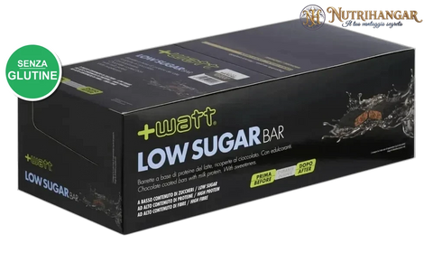Confezione Low Sugar Bar +Watt barretta proteica cioccolato Gusto Brownie Box 24 pz