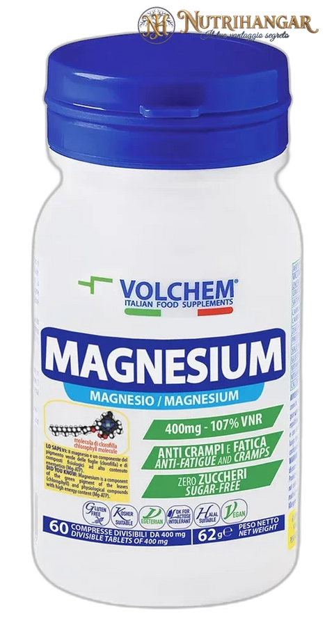 Confezione di Magnesium Volchem per l'integrazione minerale sportiva.