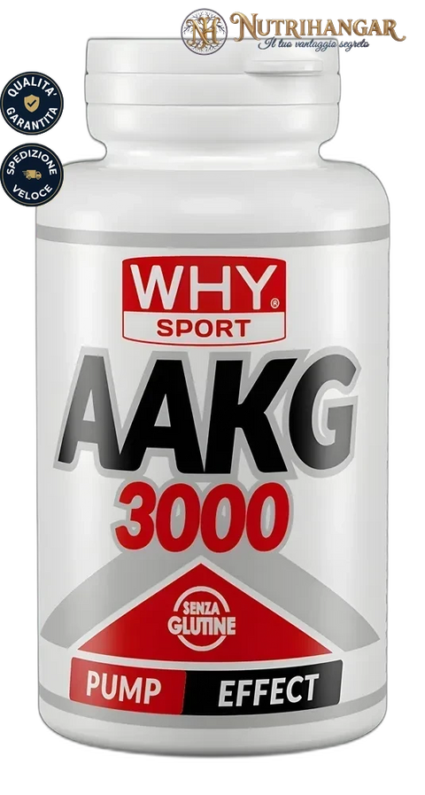Confezione di AAKG 3000 Why Sport con compresse di arginina in primo piano