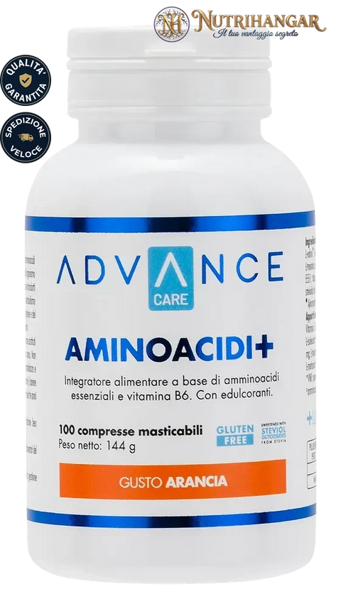 Flacone di Aminoacidi+ +Watt con Vitamina B6 per il supporto muscolare.