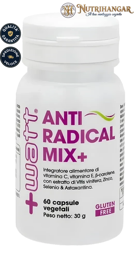 Confezione di Antiradical Mix+ +Watt, integratore antiossidante con Astaxantina.