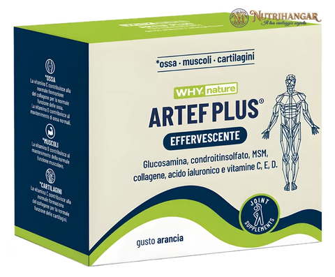 Confezione di Artef® Plus Effervescente Why Nature, integratore per articolazioni e collagene