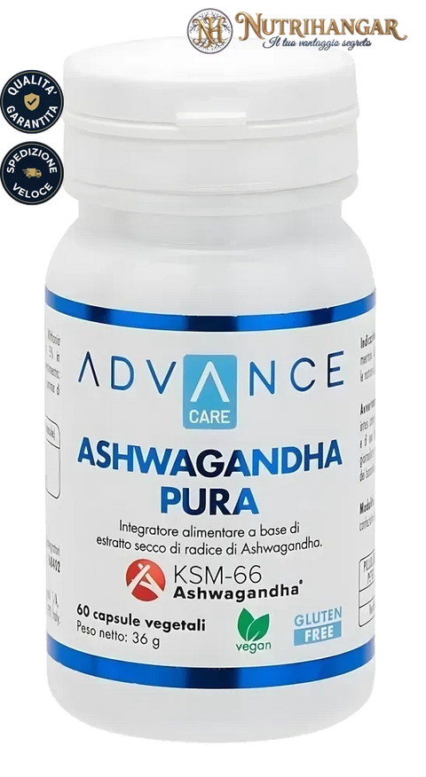 Confezione di Ashwagandha Pura +Watt, integratore KSM-66 per stress e sonno.