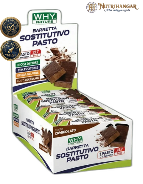 Barretta Sostitutivo Pasto Why Nature per il controllo del peso Gusto Cioccolato Box 24 pz
