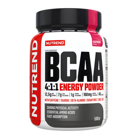 BCAA 4:1:1 Energy Powder Nutrend - Gusto Lampone - Barattolo da 500 g