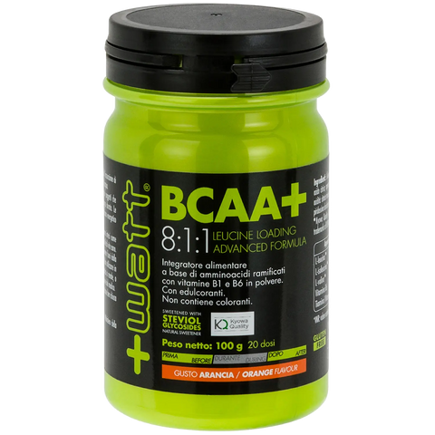 BCAA+ 8:1:1 Polvere +Watt - Gusto Arancia - Barattolo da 100 g