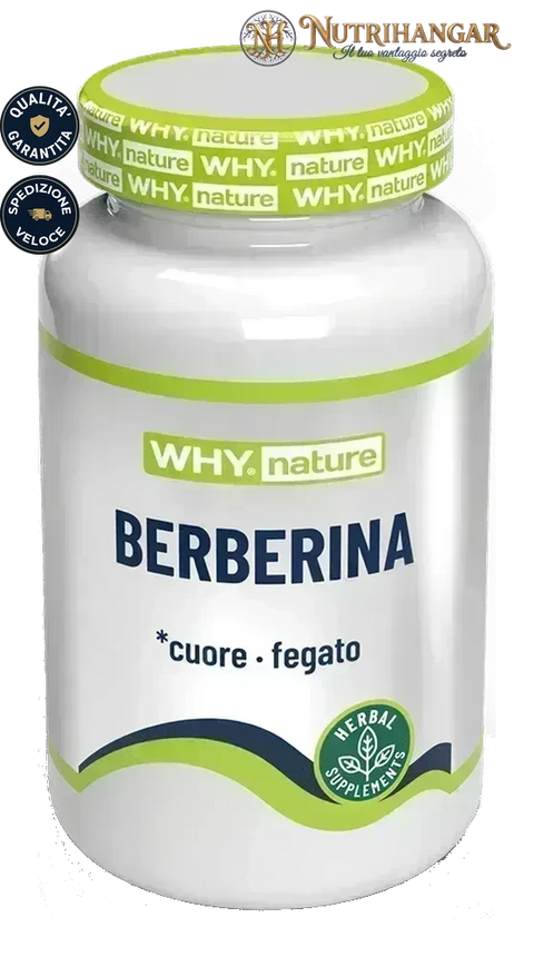 Flacone dell'integratore Berberina Why Nature con estratti di Berberis