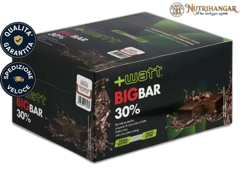 Barretta proteica Big Bar +Watt ricoperta al cioccolato al latte Gusto Cocco Box 20 pz