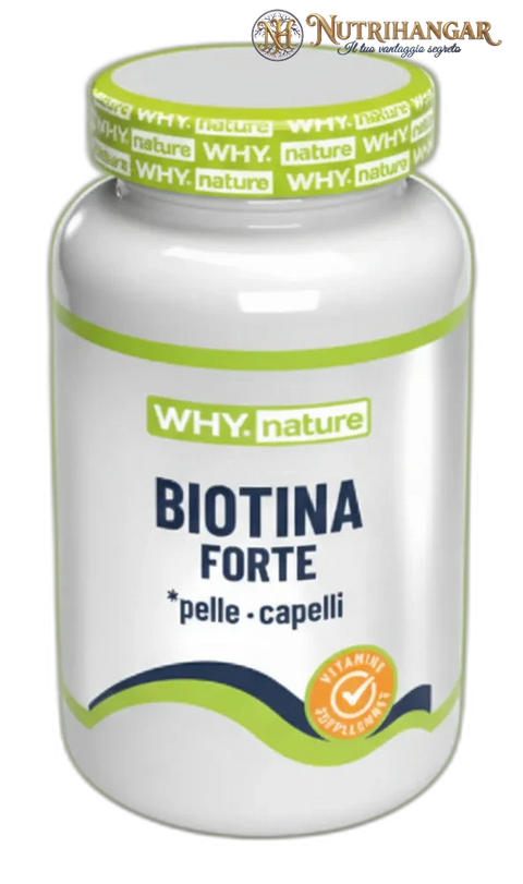 Flacone dell'integratore Biotina Forte Why Nature per pelle e capelli