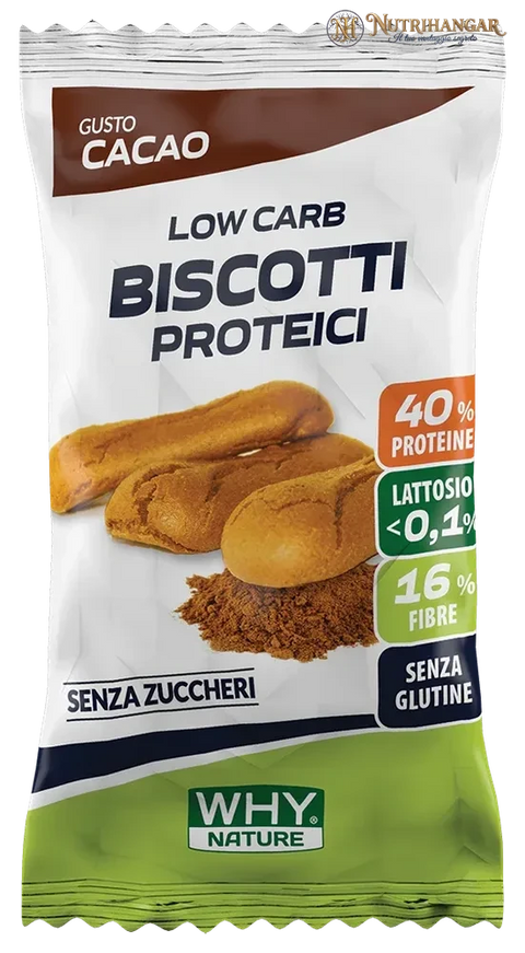 Biscotti Proteici croccanti per dieta sportiva e povera di zuccheri Gusto Cacao