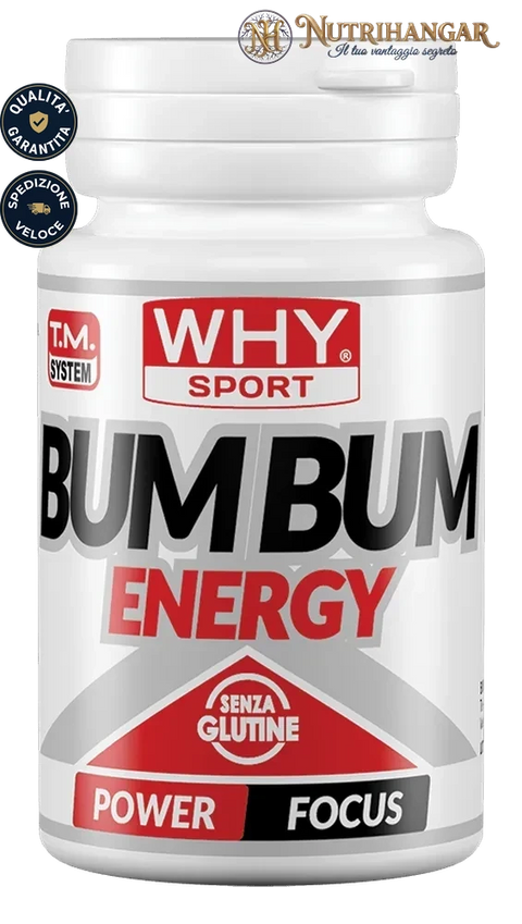 Compresse dell'integratore energetico Bum Bum Energy Why Sport con caffeina