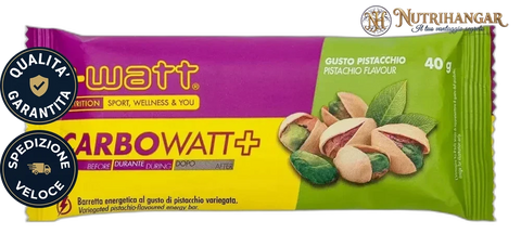 Barretta energetica Carbowatt+ +Watt con granella di frutta secca Gusto Pistacchio