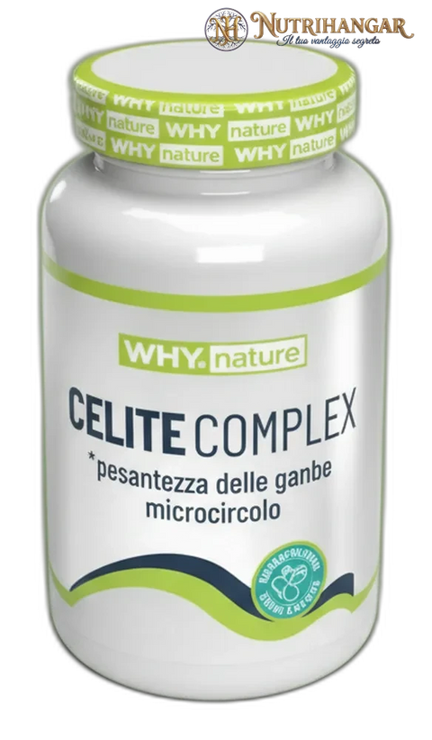 Flacone dell'integratore Celite Complex Why Nature per microcircolo e gambe pesanti