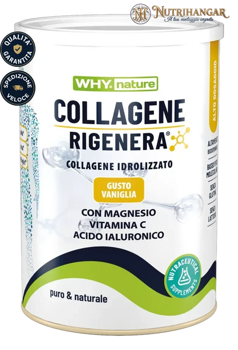 Barattolo dell'integratore Collagene Rigenera® Why Nature in polvere Gusto Vaniglia