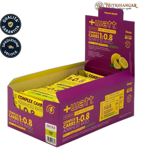 Integratore polvere Complex Carbs Advanced Ratio 1:0,8 +Watt con Vitargo Gusto Limone Box 15 pz
