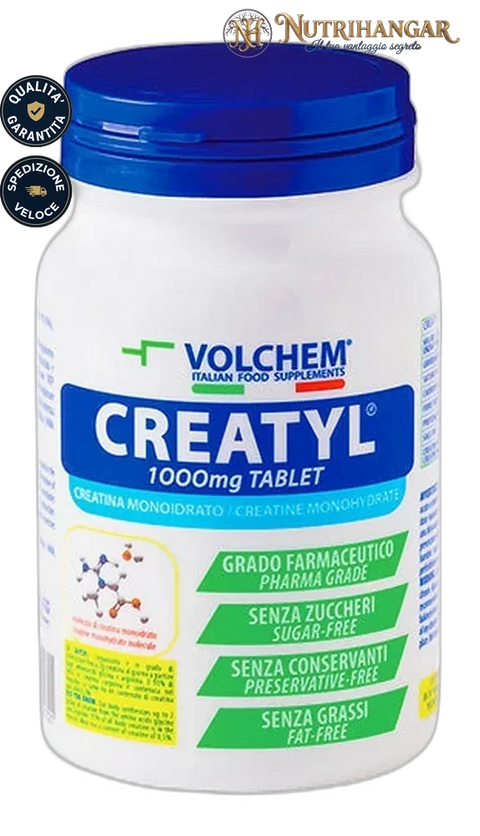 Confezione di Creatyl® 1000mg Tablet Volchem, integratore di creatina monoidrato.