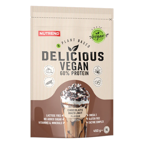 Delicious Vegan Protein Nutrend Cioccolato e Nocciola – busta da 450 g