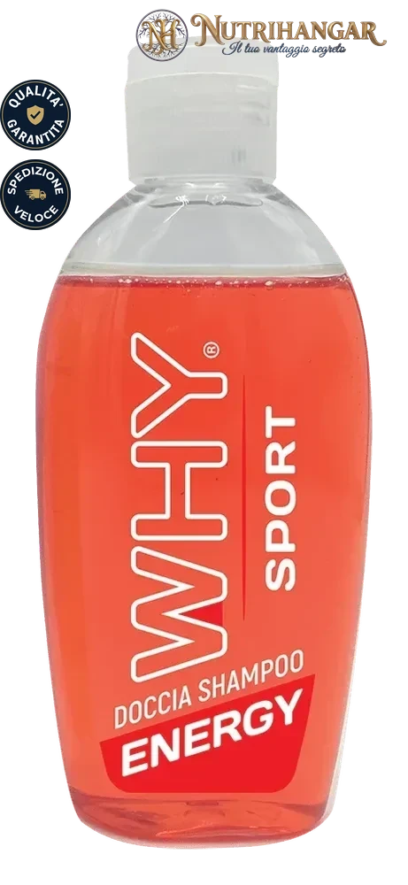 Flacone da 100ml di Doccia Shampoo Energy Why Sport energizzante alla Canapa.