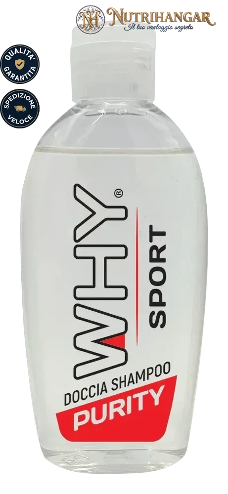 Flacone da 100ml di Doccia Shampoo Purity Why Sport con Tea Tree Oil igienizzante.