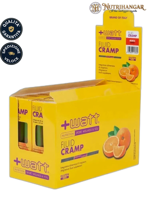 Fiala monodose Fluid Cramp - +Watt integratore magnesio liquido Gusto Arancia Box 16 pz
