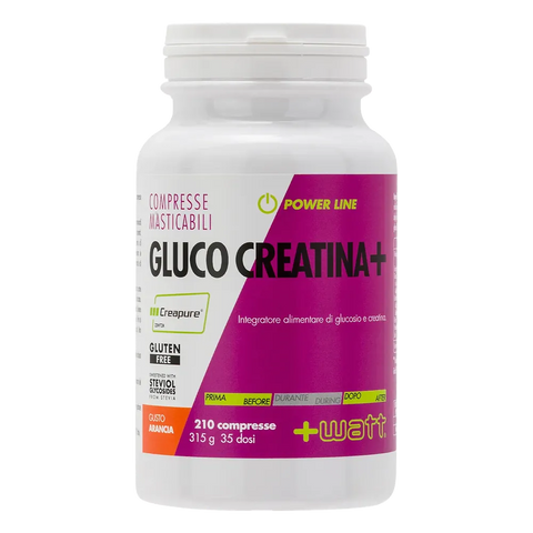 Gluco Creatina+ +Watt Arancia – barattolo da 210 compresse masticabili