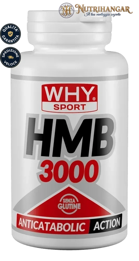 Flacone di HMB 3000 Why Sport, integratore HMB per il recupero muscolare