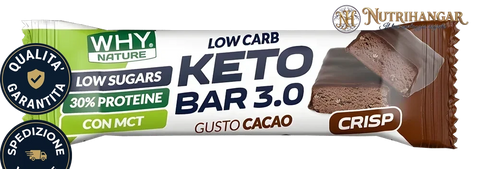 Barretta proteica Keto Bar 3.0 Why Nature al cacao con MCT Gusto Cacao
