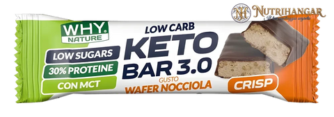 Barretta proteica Keto Bar 3.0 Why Nature al cacao con MCT Gusto Wafer Nocciola
