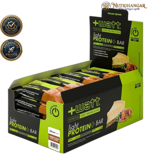 Confezione Light Protein+ Bar +Watt barretta proteica Gusto Caramello Salato Box 24 pz