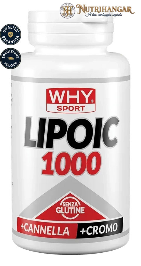 Flacone di Lipoic 1000 Why Sport con Acido Alfa Lipoico, Cromo e Cannella