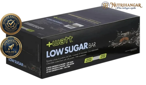Confezione Low Sugar Bar +Watt barretta proteica cioccolato Gusto Brownie Box 24 pz