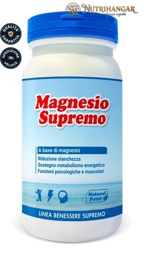 Confezione originale di Magnesio Supremo® da 150g per il benessere fisico e mentale.