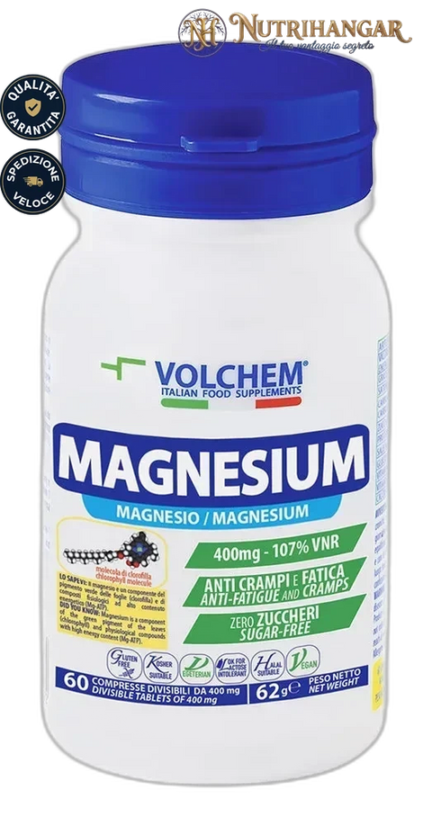 Confezione di Magnesium Volchem per l'integrazione minerale sportiva.