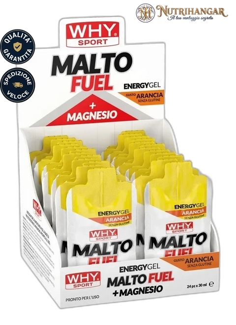 Gel energetico Malto Fuel Why Sport gusto neutro pronto all'uso Gusto Arancia