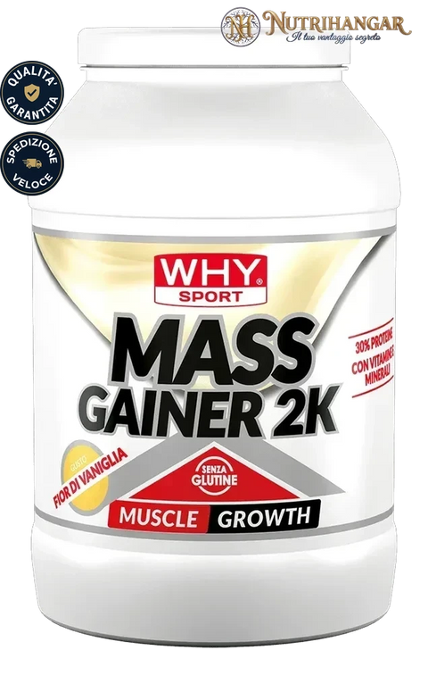 Barattolo di Mass Gainer 2K Why Sport Gusto Fior Vaniglia