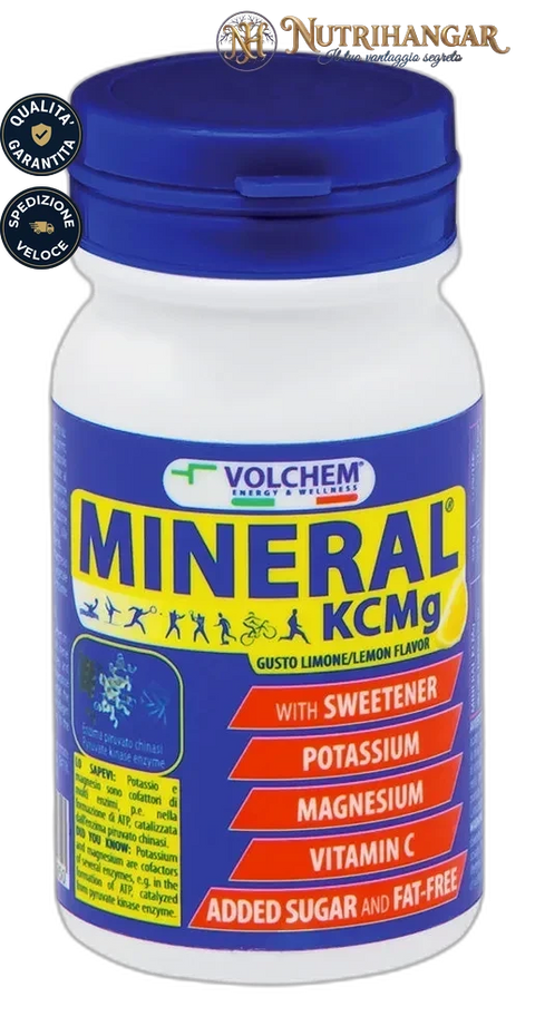 Confezione di Mineral® KCMg Volchem integratore masticabile al limone