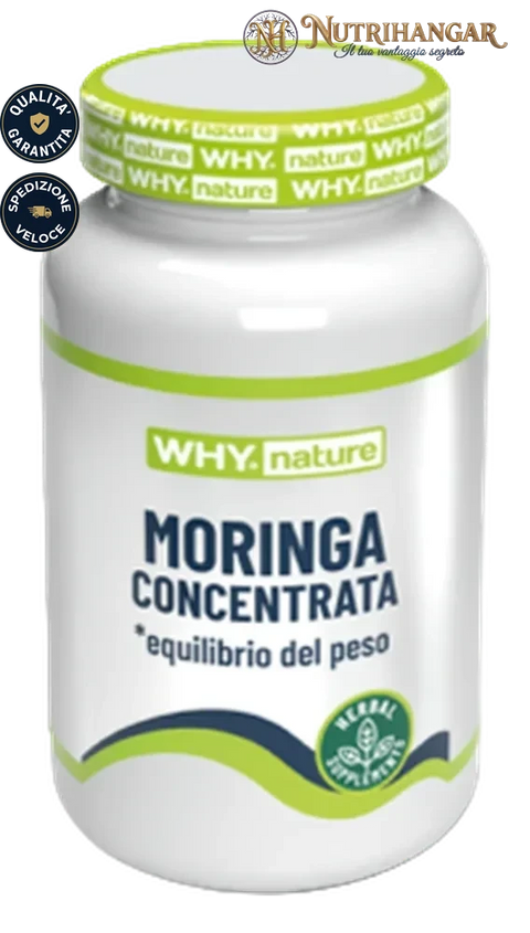 Integratore alimentare Moringa Concentrata Why Nature per il metabolismo dei lipidi.