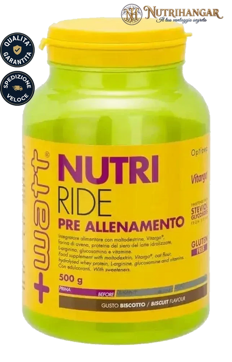 Confezione Nutri Ride pre allenamento +Watt integratore endurance Gusto Biscotto