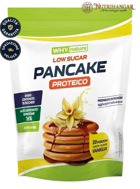 Preparato in polvere per Pancake Proteico Why Nature con avena. Gusto Vaniglia