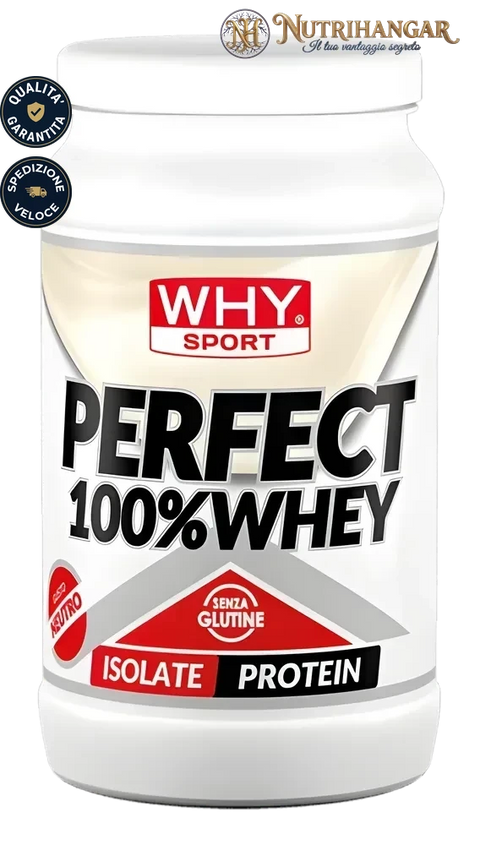 Barattolo di Perfect 100% Whey Why Sport Gusto Neutro 450 gr